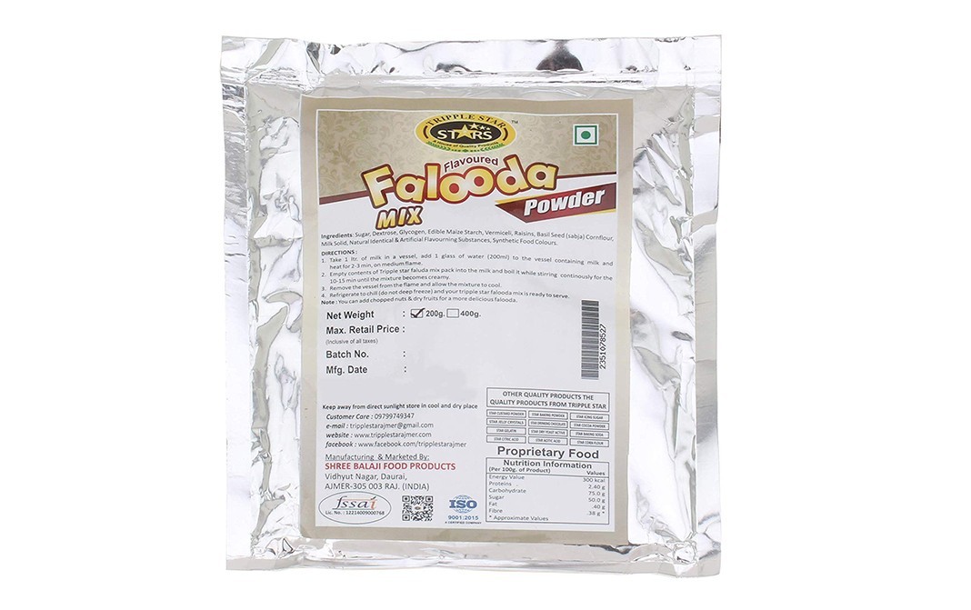 Tripple Star Falooda Mix Powder, Flavoured    Pack  200 grams